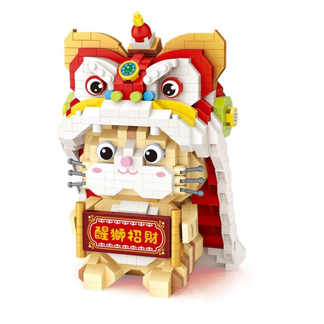 Micro Adorable Lucky Cat in Dancing Lion Onesie