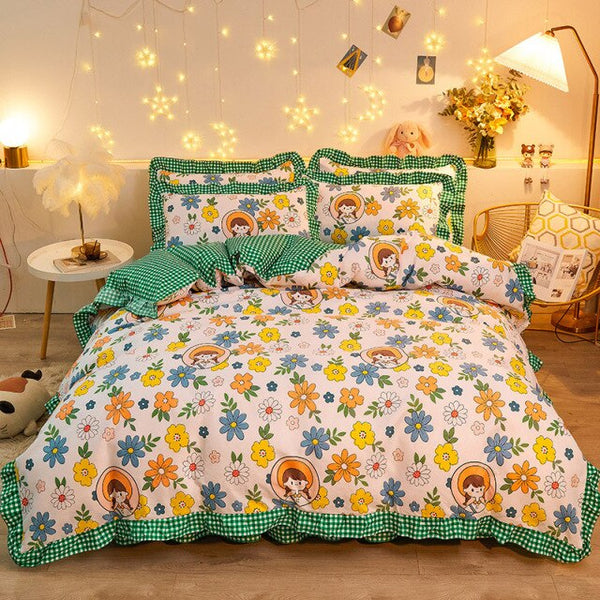 Yellow Floral Bedding Set Collection with Bed Sheet – Kawaiies