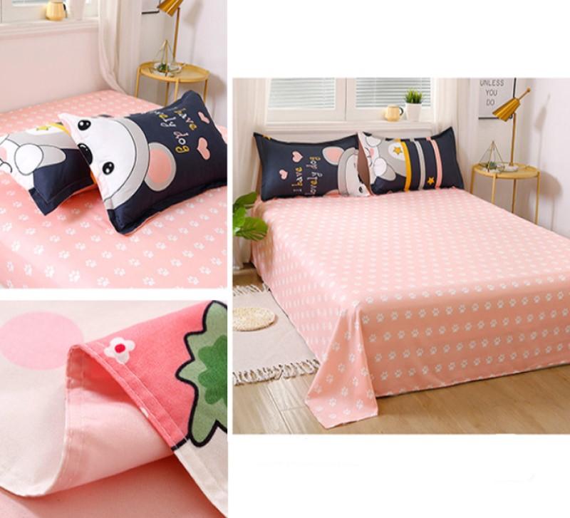 Navy Blue & Pink Puppy Print Bedding Set