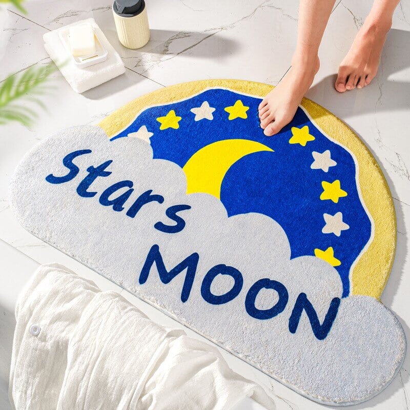 Night Time Stars Moon Cloud Non-Slip Bath Mat