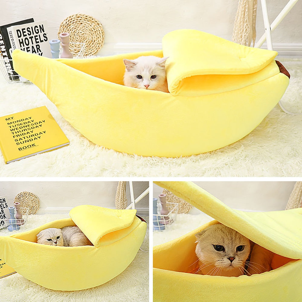 Pastel Banana Cat Dog Pet Bed House