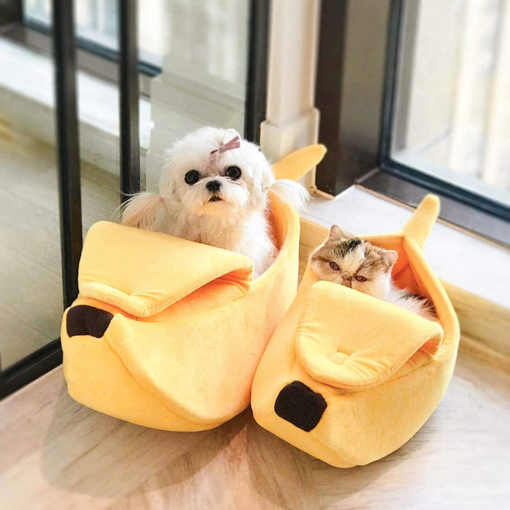 Pastel Banana Cat Dog Pet Bed House