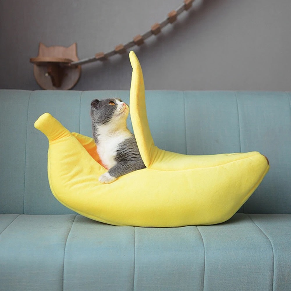 Pastel Banana Cat Dog Pet Bed House