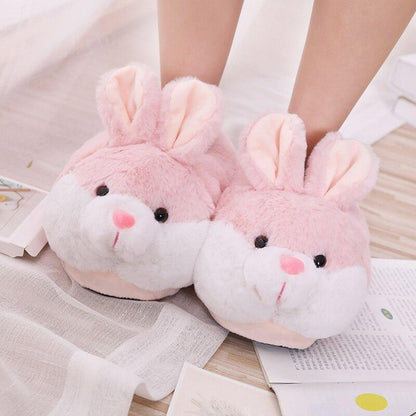 Pink Bunny Plush Slippers