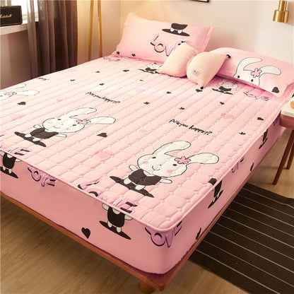 Pink Happy Bunny Quilted Fitted Bedsheet