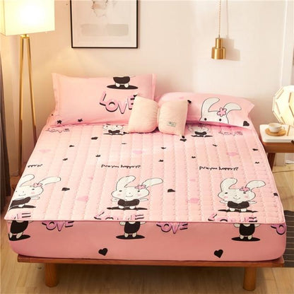 Pink Happy Bunny Quilted Fitted Bedsheet