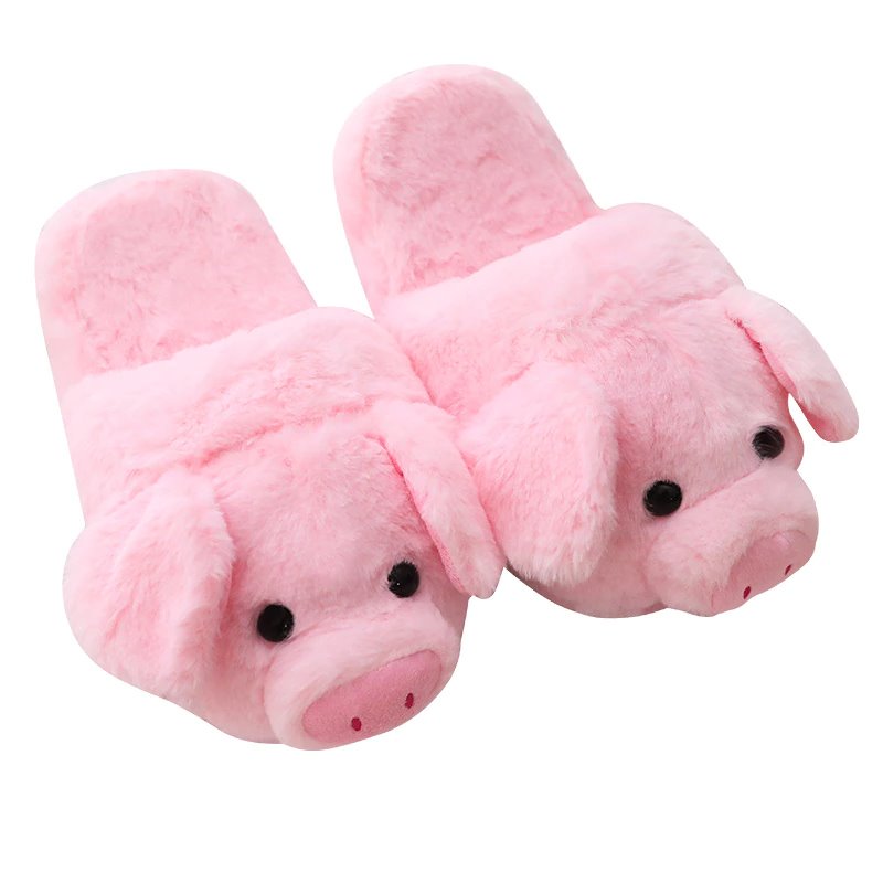 Pink Piggy Plush Slippers