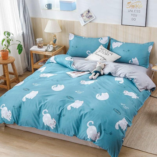 Purretty Cute Cat Blue Bedding Sets