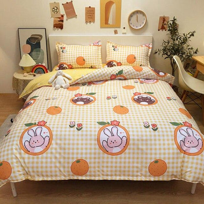 Rabbit and Teddy Bear Print Bedding Set