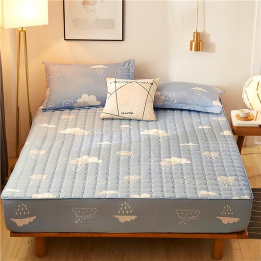 Raining Clouds Quilted Fitted Bedsheet