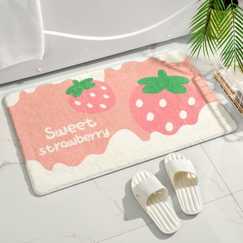 Rectangle Kawaii Floral Non-Slip Bathroom Mat