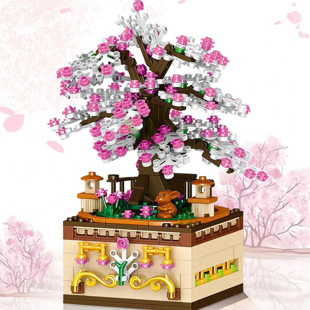 Romantic Japanese Sakura Tree Floating on a Music Box