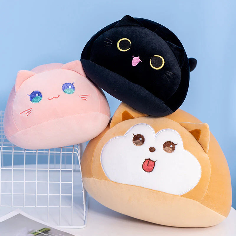Kawaii Soft Pebble Cats & Dog Animal Plushies Collection