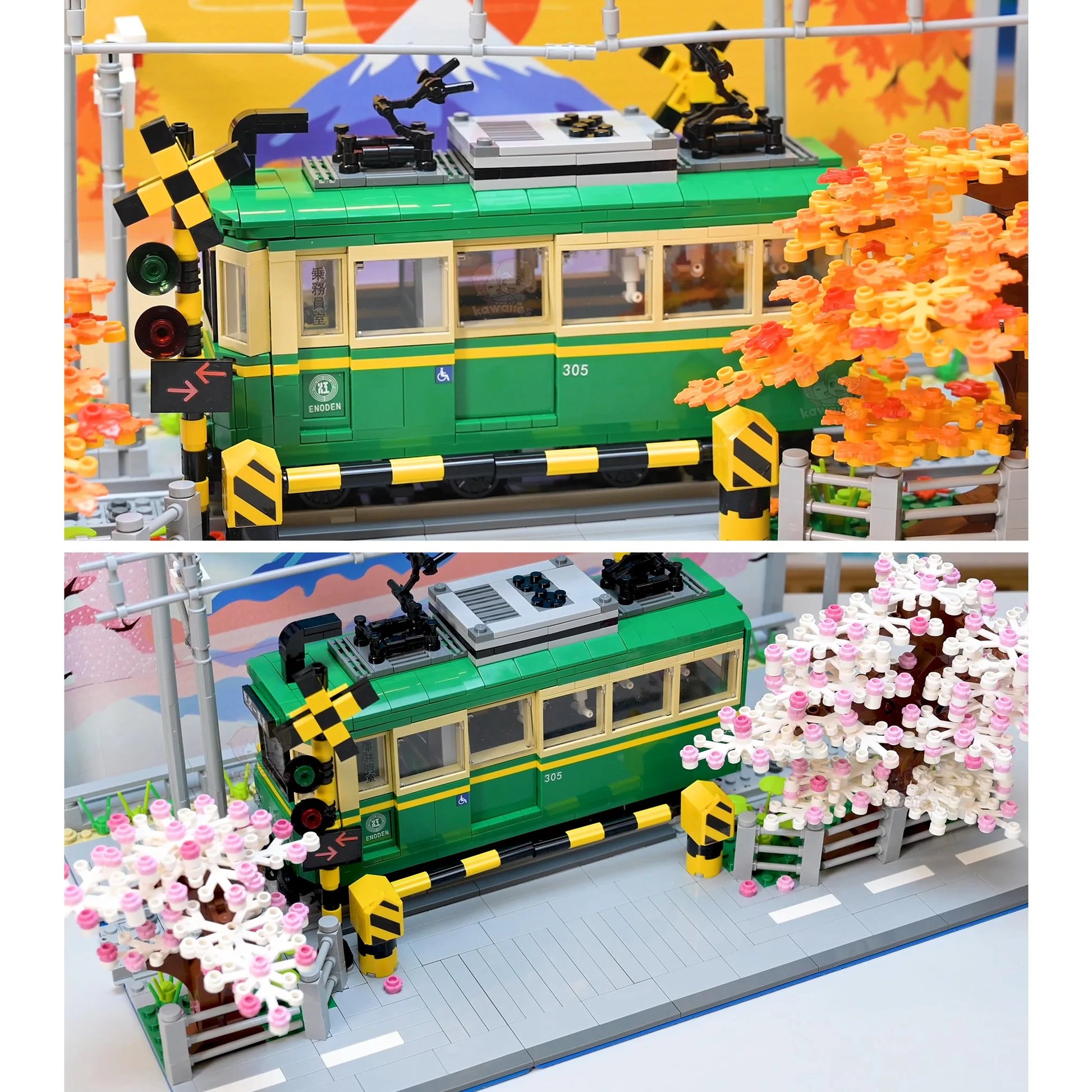 Spring & Autumn Japanese Light Up Kamakura Train Building Set - Limited Stock