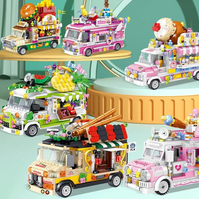 Foodie Micro Building Set Collection Burgers, Desserts, Sushi, and Food Trucks