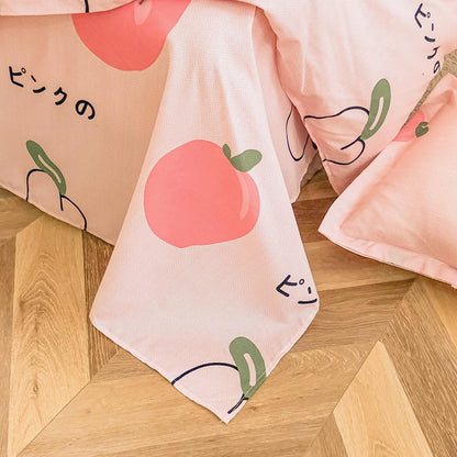 Sweet Japanese Shimizu White Peach Bedding Set