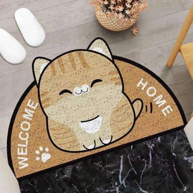 Welcome Home Kitty Cat Semi Circle Shape Mat