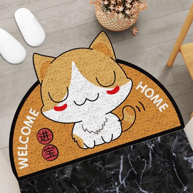 Welcome Home Kitty Cat Semi Circle Shape Mat