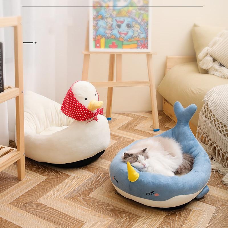 White Duck with Red Scarf Cat Dog Bed