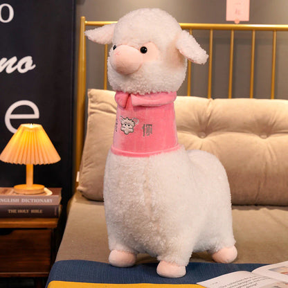 Kawaii White Pink Fluffy Alpaca Plushies