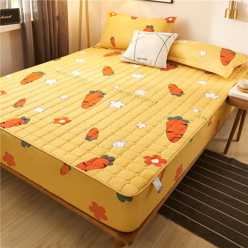 Yellow Carrot Bunnies Quilted Fitted Bedsheet