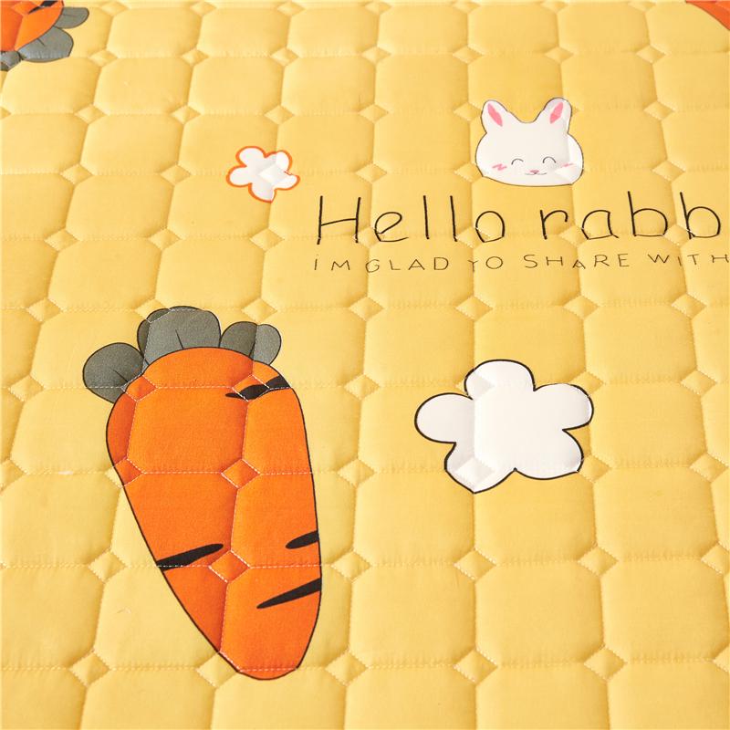 Yellow Carrot Bunnies Quilted Fitted Bedsheet