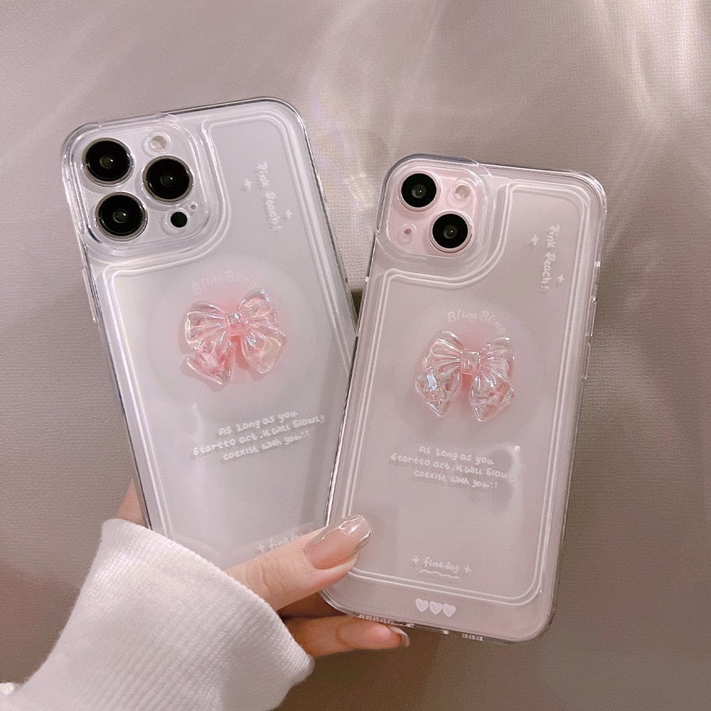 Luxury Sweet Girls Crystal Bow Tie Kawaii Phone Case For iPhone