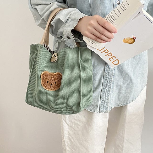 Mini Cute Corduroy Kawaii Bear Tote Bag