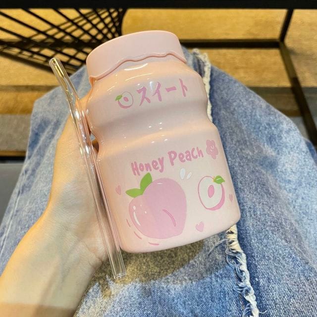Peach Milk Bottle Ceramic Coffee Cup