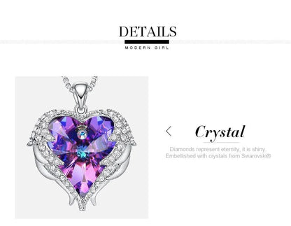 Crystal Angel Heart Pendant Necklace