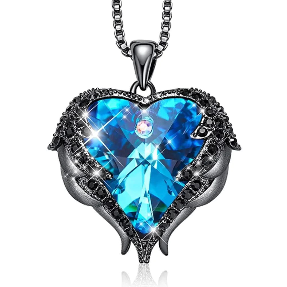 Crystal Angel Heart Pendant Necklace