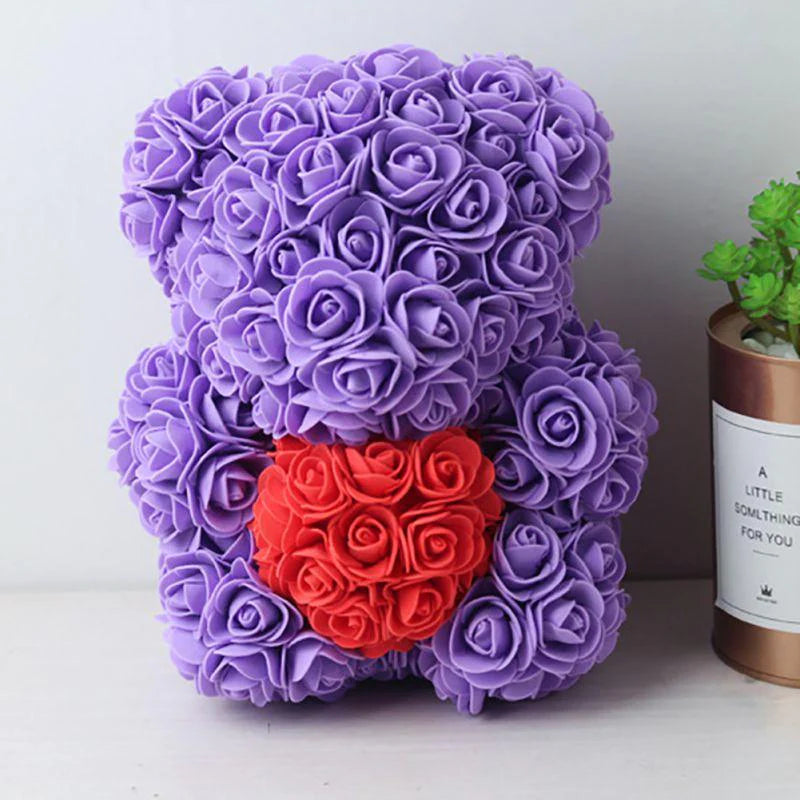 Chibi Enchanted Forever Rose Heart Teddy Bear (8 Colors)