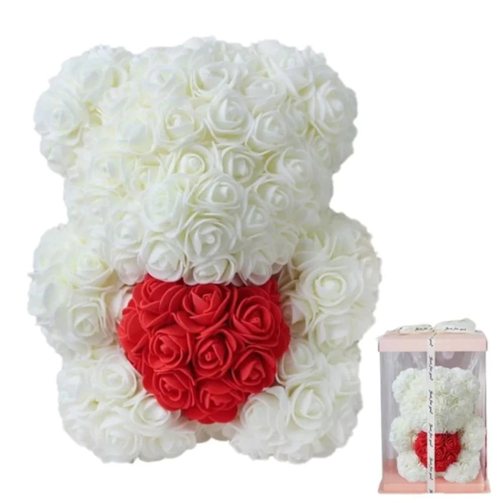 Chibi Enchanted Forever Rose Heart Teddy Bear (8 Colors)