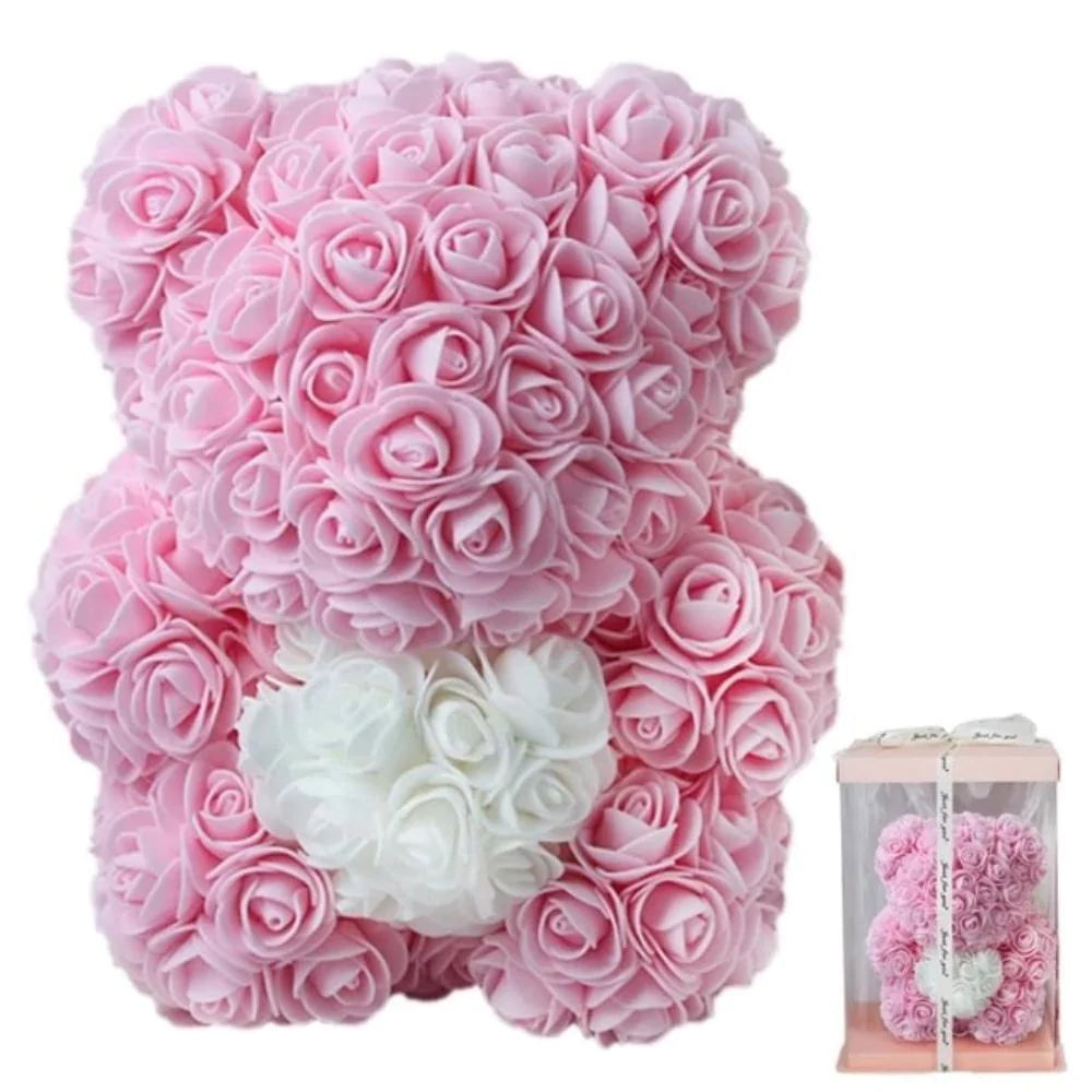 Chibi Enchanted Forever Rose Heart Teddy Bear (8 Colors)