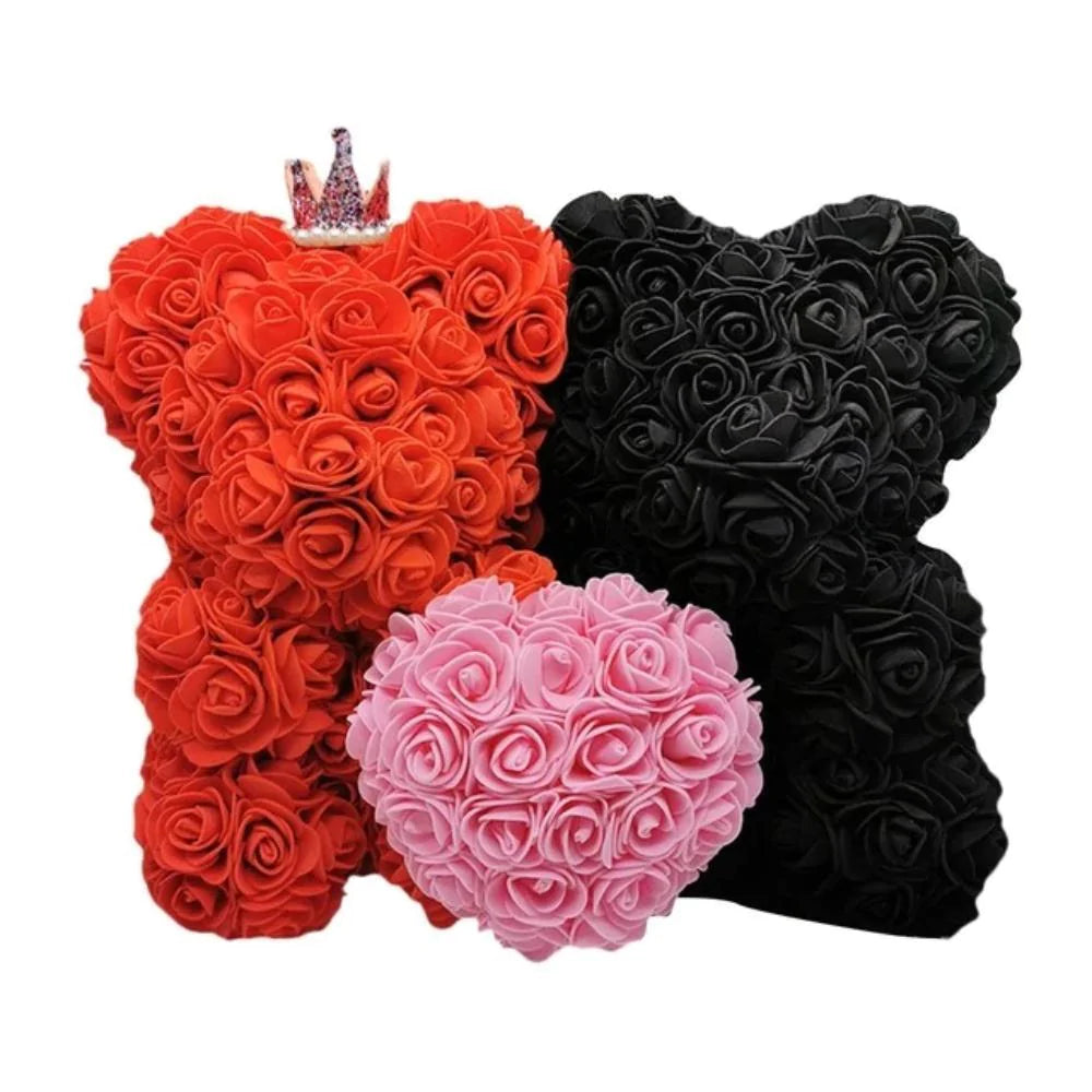 King & Queen Couple Enchanted Forever Rose Heart Teddy Bear