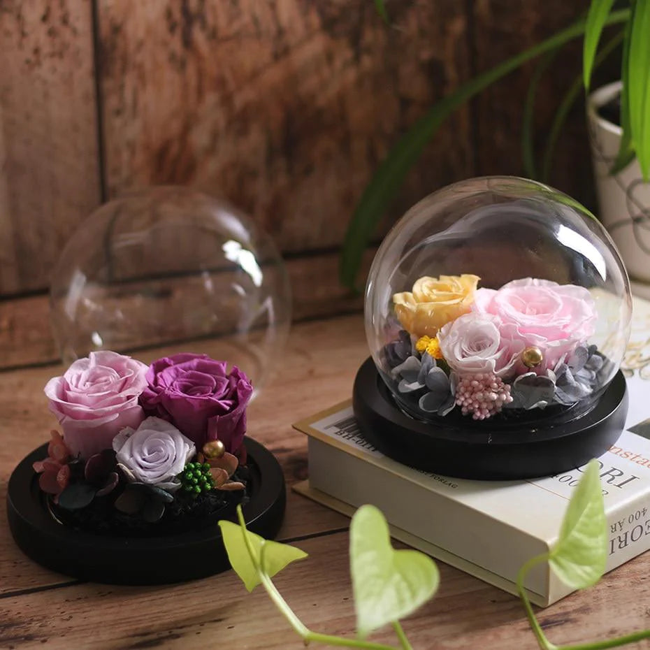 Immortal Enchanted Rose Glass Bubble Dome