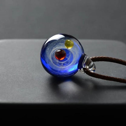 Glass Galaxy Pendant Necklace in a Drop Shape