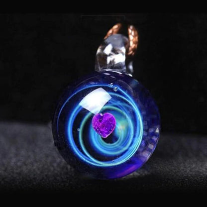 Glass Galaxy Pendant Necklace in a Drop Shape