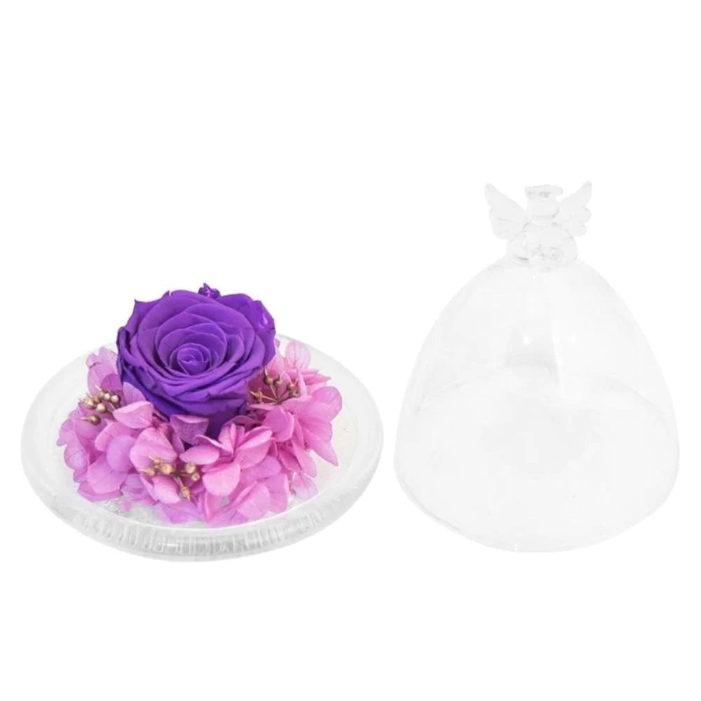 Guardian Angel-Enchanted Preserved Rose Glass Display in 12 Colors