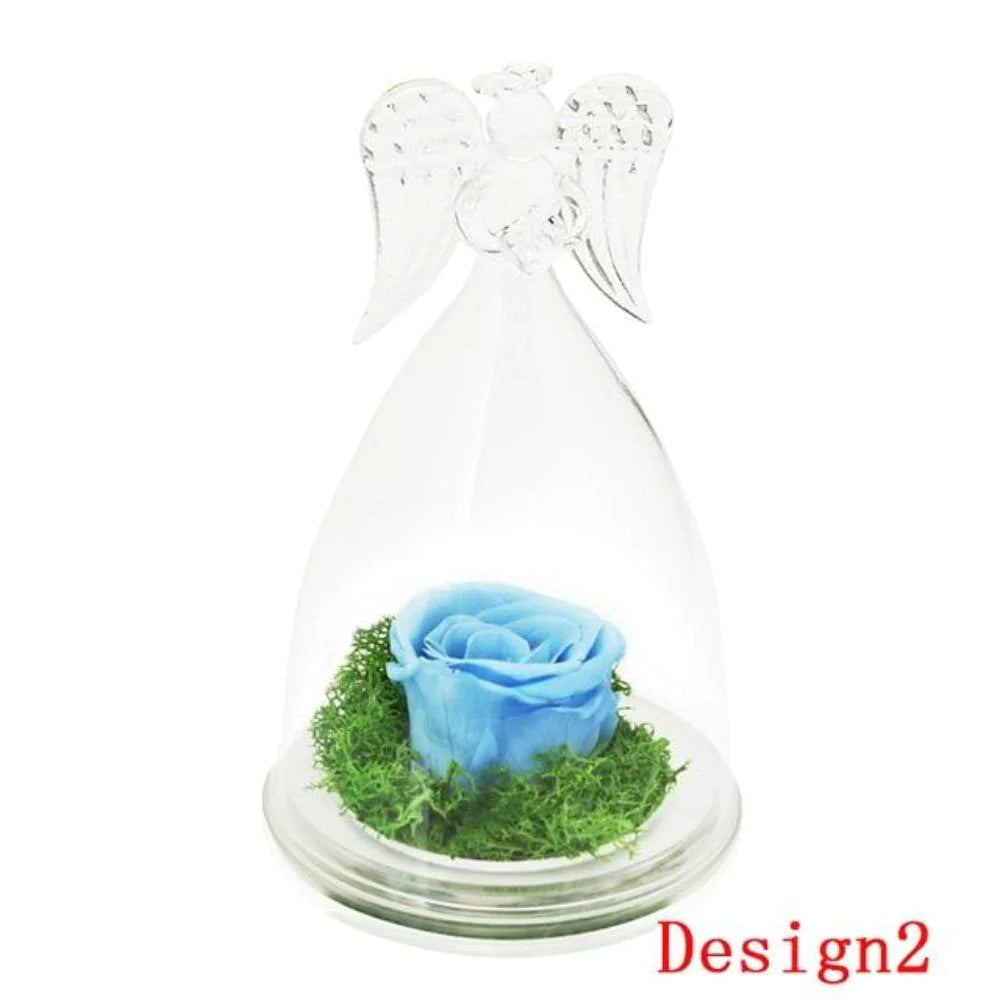 Guardian Angel-Enchanted Preserved Rose Glass Display in 12 Colors