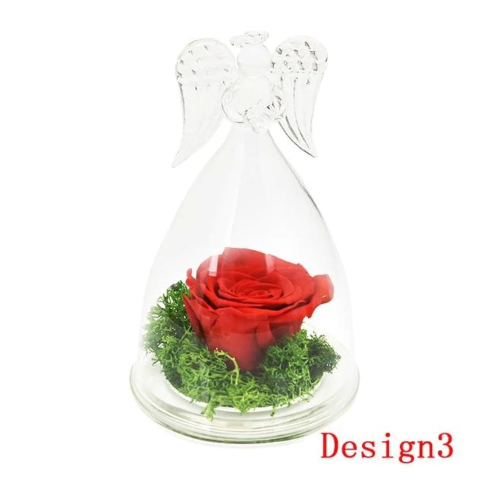 Guardian Angel-Enchanted Preserved Rose Glass Display in 12 Colors