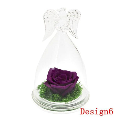 Guardian Angel-Enchanted Preserved Rose Glass Display in 12 Colors