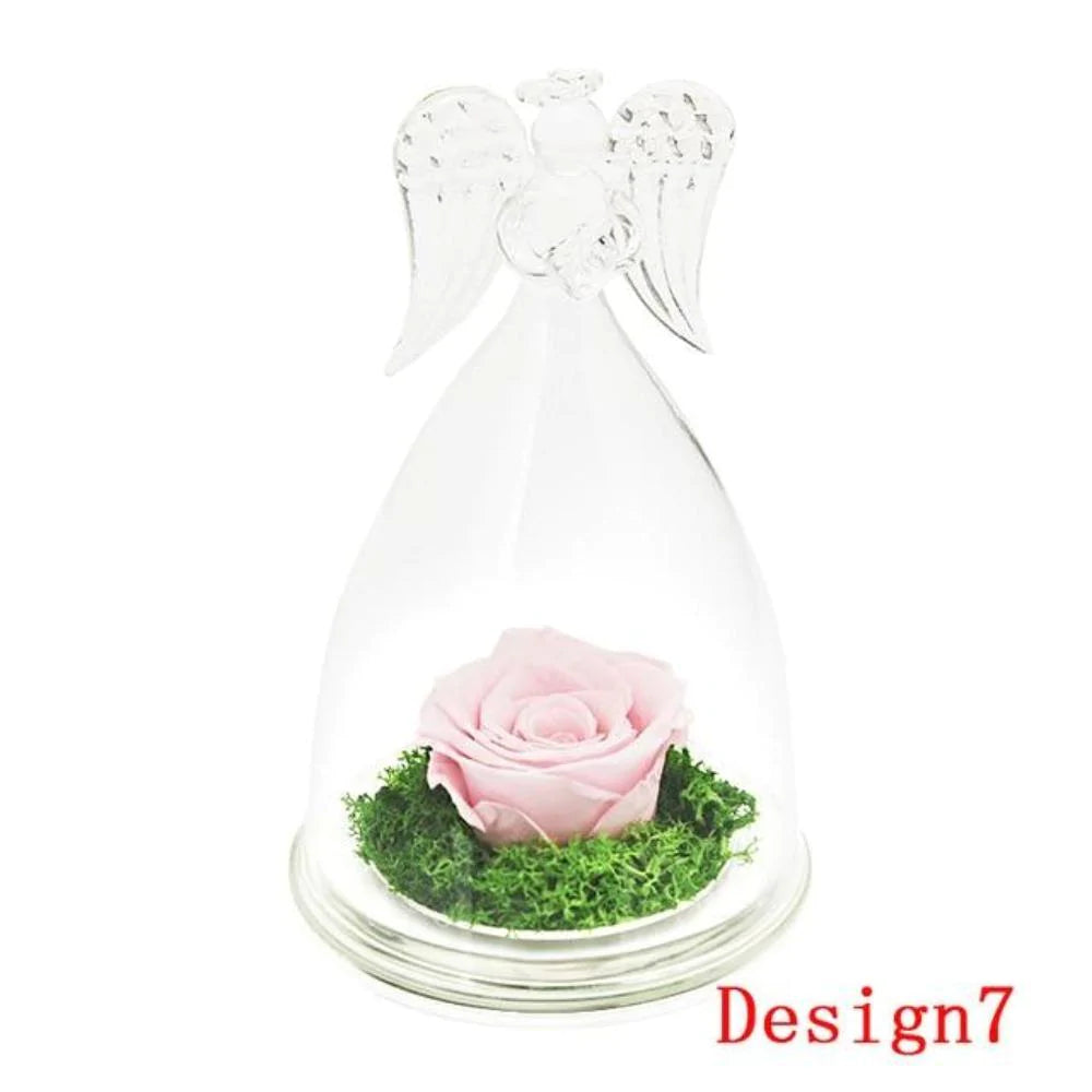 Guardian Angel-Enchanted Preserved Rose Glass Display in 12 Colors