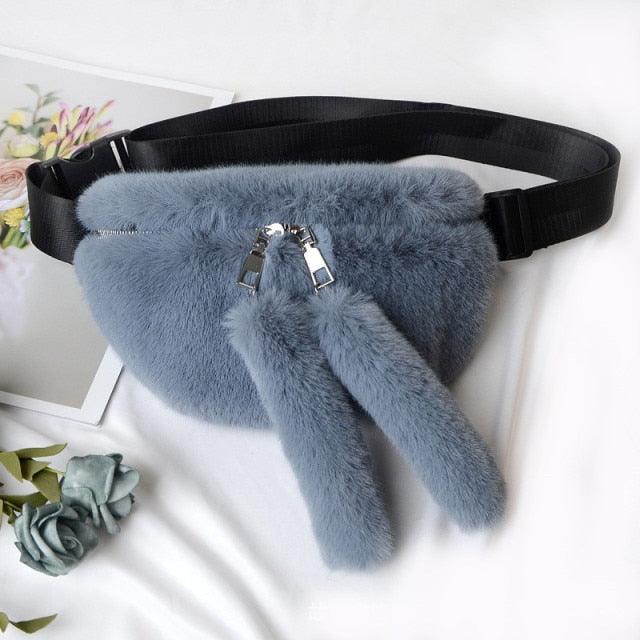 Faux Rabbit Fur Kawaii Fanny Pack - Kawaii Bag - Kawaii Backpack - Kawaii Mini Backpack