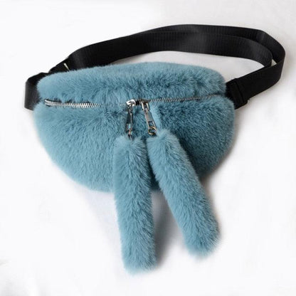 Faux Rabbit Fur Kawaii Fanny Pack - Kawaii Bag - Kawaii Backpack - Kawaii Mini Backpack