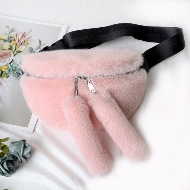 Faux Rabbit Fur Kawaii Fanny Pack - Kawaii Bag - Kawaii Backpack - Kawaii Mini Backpack