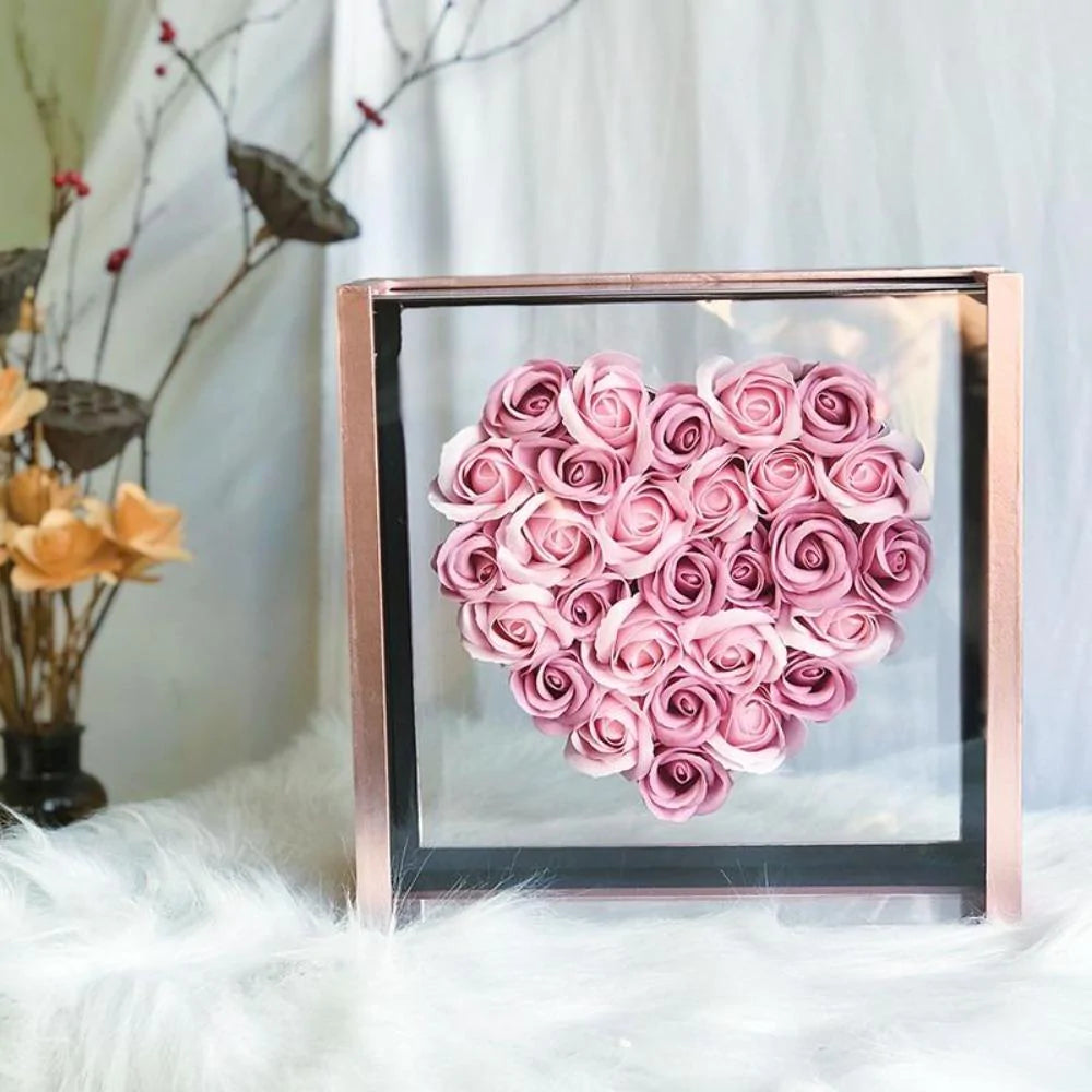 Heart-shaped Gift Box containing Rose-scented Enchanted Soap Flowers