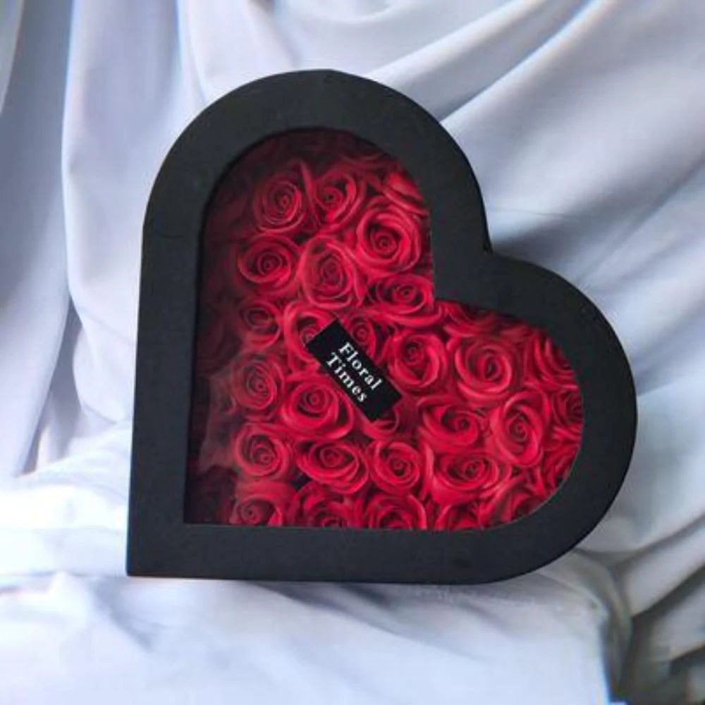 Heart-shaped Gift Box containing Rose-scented Enchanted Soap Flowers