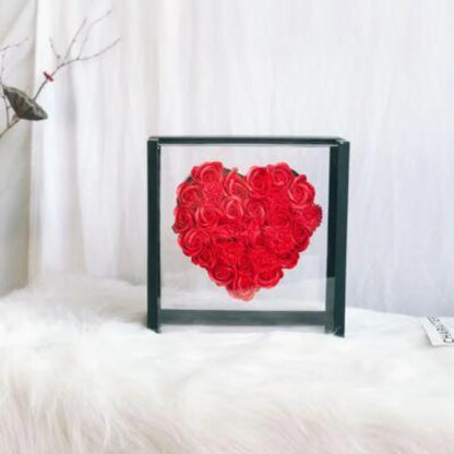 Heart-shaped Gift Box containing Rose-scented Enchanted Soap Flowers