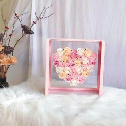 Heart-shaped Gift Box containing Rose-scented Enchanted Soap Flowers